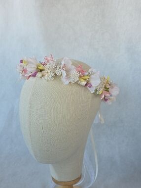 Hand Crafted Pink and Cream Floral Hair Crown